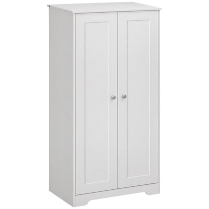 Kitchen Storage Cabinet, 2 Door Pantry with Adjustable Shelves, Distressed White, White Storage Cabinets at Gallery Canada