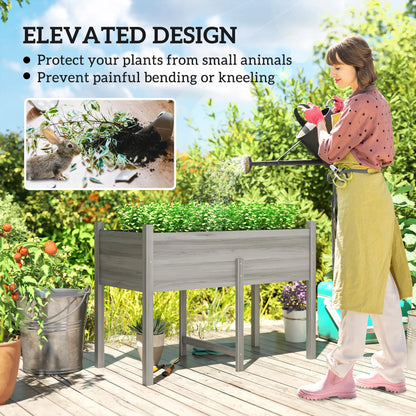 Wooden Raised Planter Box, Drain Holes, 45.3x21.7x31.5inch, Grey Raised Garden Beds at Gallery Canada