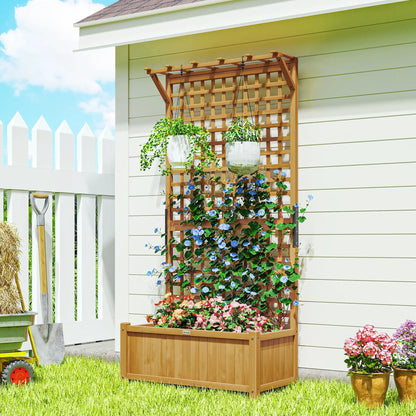 Wood Planter with Trellis, Raised Garden Bed, Privacy Screen, Yellow Wooden Planter Boxes at Gallery Canada