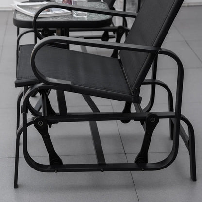 Patio Glider with Breathable Mesh, Outdoor Rocking Chair, Black Outdoor Gliders at Gallery Canada