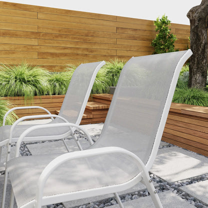 Outdoor Dining Chairs, Stackable With High Back, Breathable Mesh Seat, White Outdoor Dining Sets at Gallery Canada