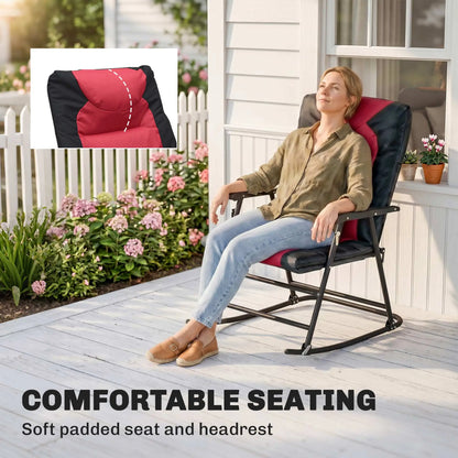 3pc Patio Rocking Chair Set, Foldable, Outdoor, Red Outdoor Rocking Chairs at Gallery Canada