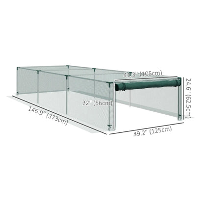 Cage de protection des plantes, 12,2' x 4,1', cadre en acier galvanisé, porte à fermeture éclair enroulable