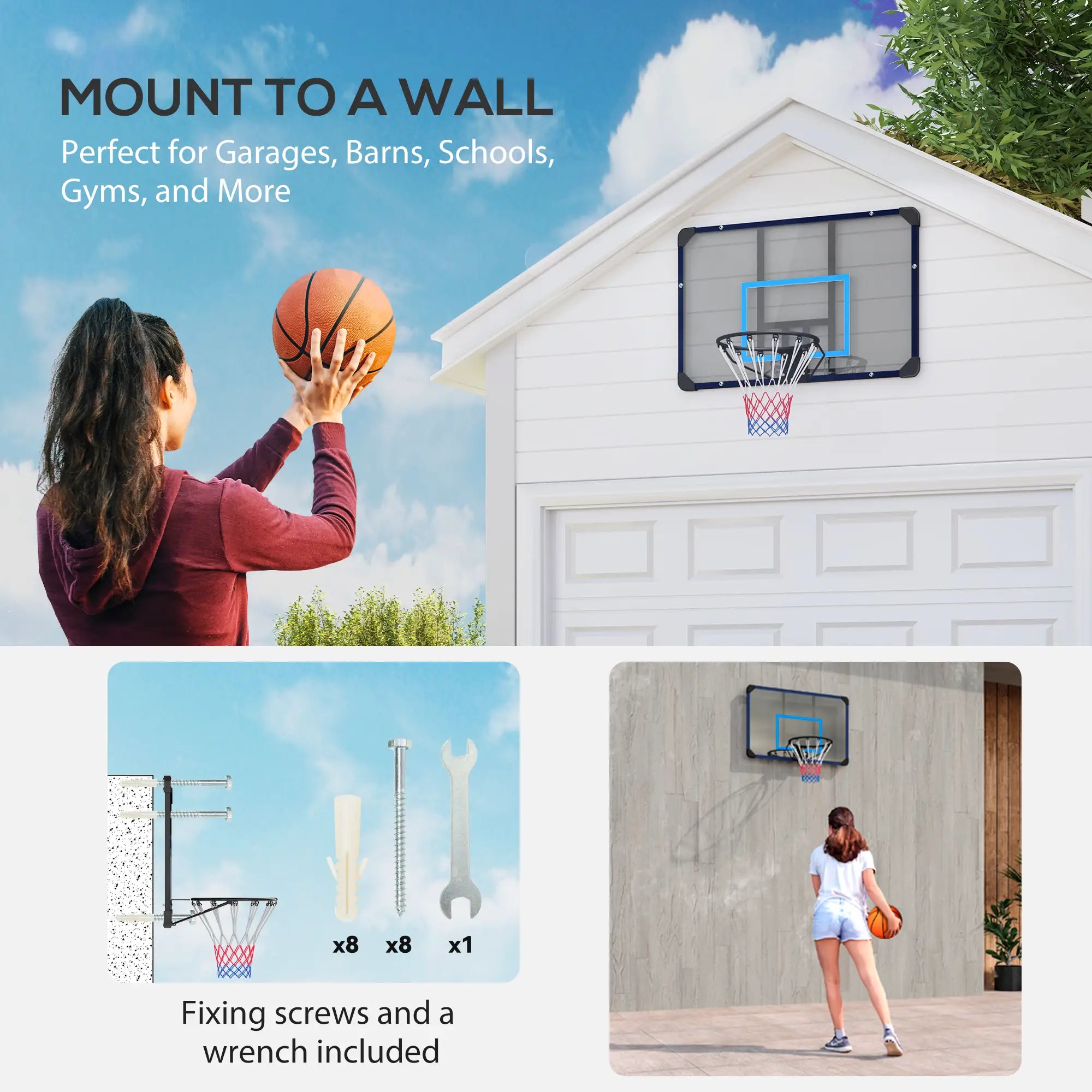 Wall Mounted Basketball Hoop, 45