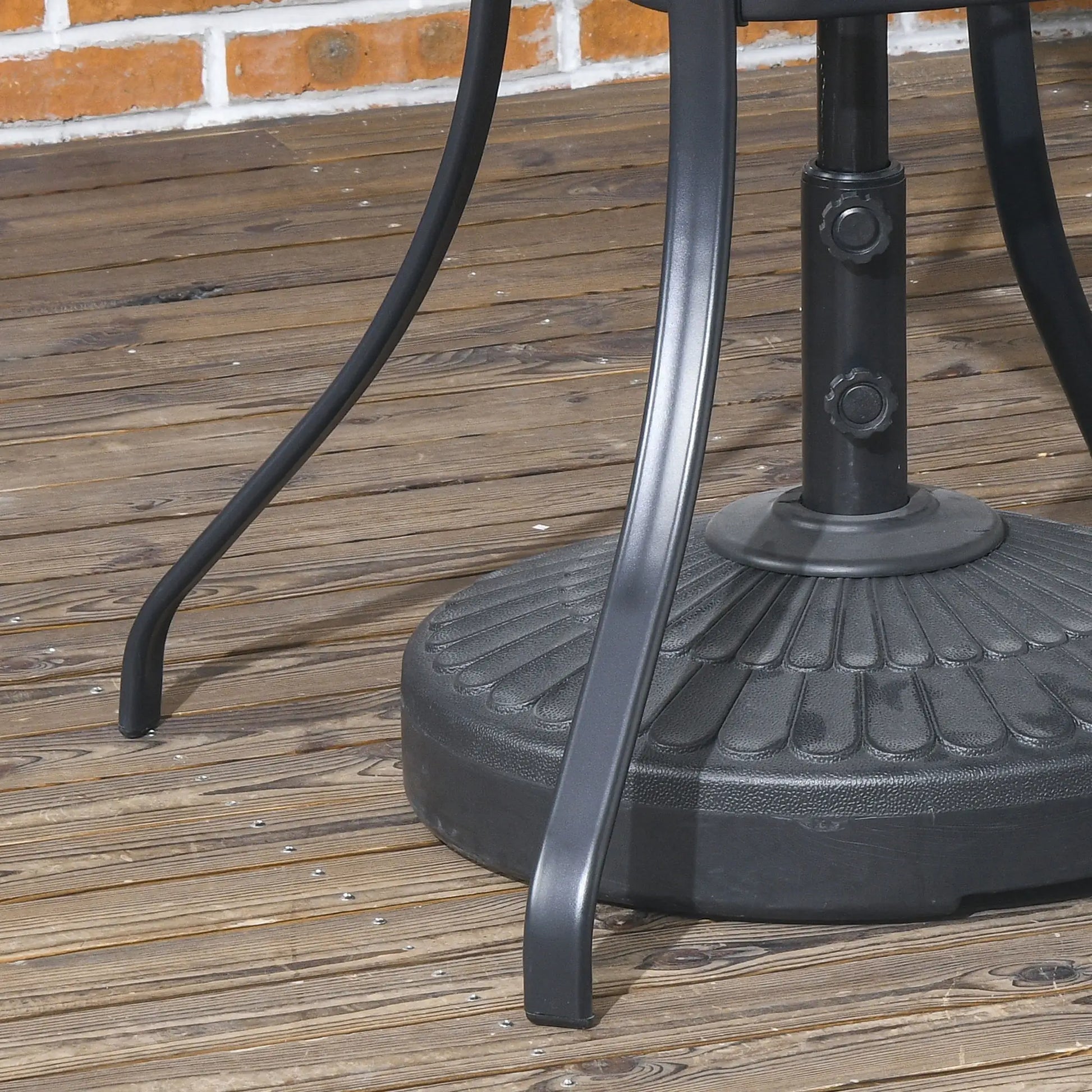 34 Inch Outdoor PE Rattan Dining Table, Umbrella Hole, Mixed Brown, Brown Patio Side Tables at Gallery Canada