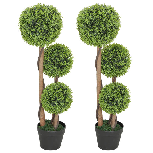3FT Artificial Boxwood Topiary Trees, Set of 2, Green