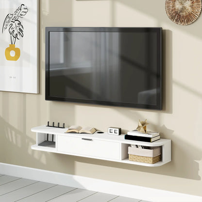 47 Inch Floating TV Stand, Wall Mounted Media Console, White TV Stands at Gallery Canada
