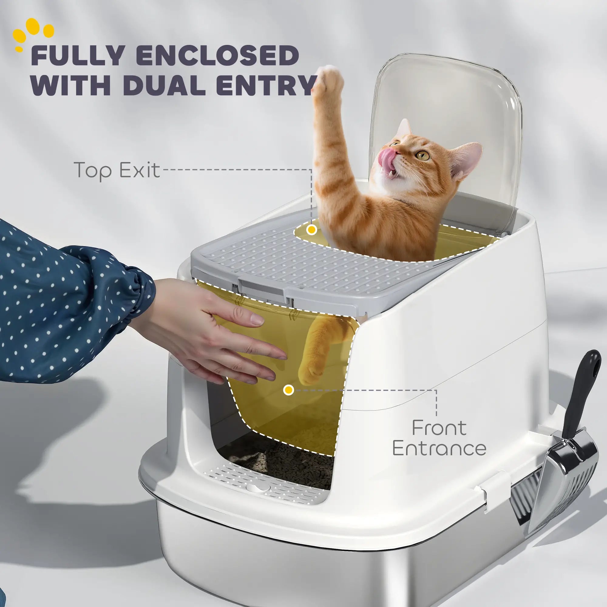 Large Stainless Steel Litter Box, Enclosed Metal Cat Litter Tray Cat Litter Box Enclosures at Gallery Canada