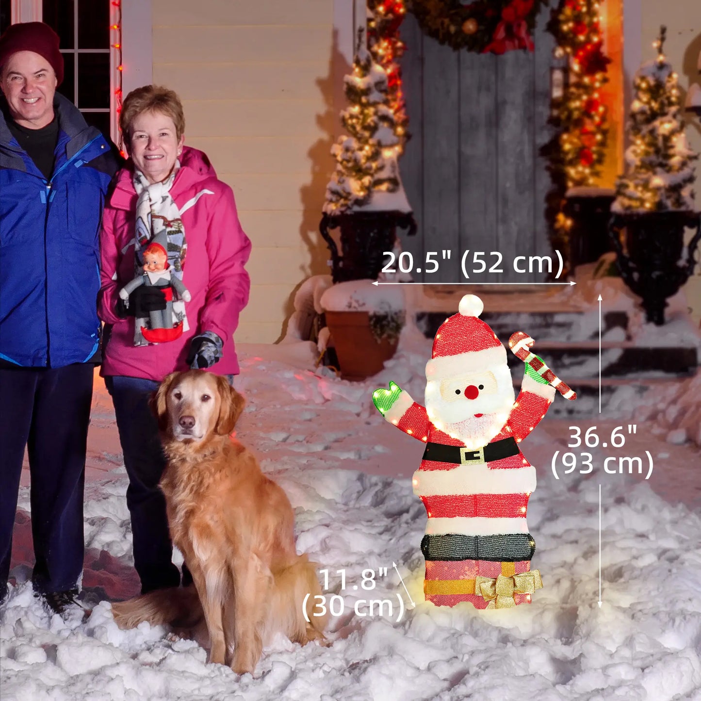 3ft Lighted Santa Claus, 97 LEDs, Stakes, Zip Ties, IP44 Waterproof Christmas Decorations at Gallery Canada