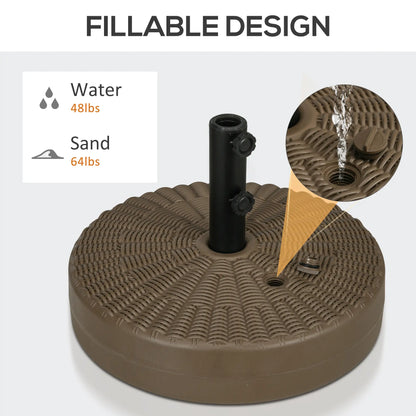 Heavy Duty Fillable Umbrella Base, Round Parasol Stand, Brown Umbrella Bases at Gallery Canada