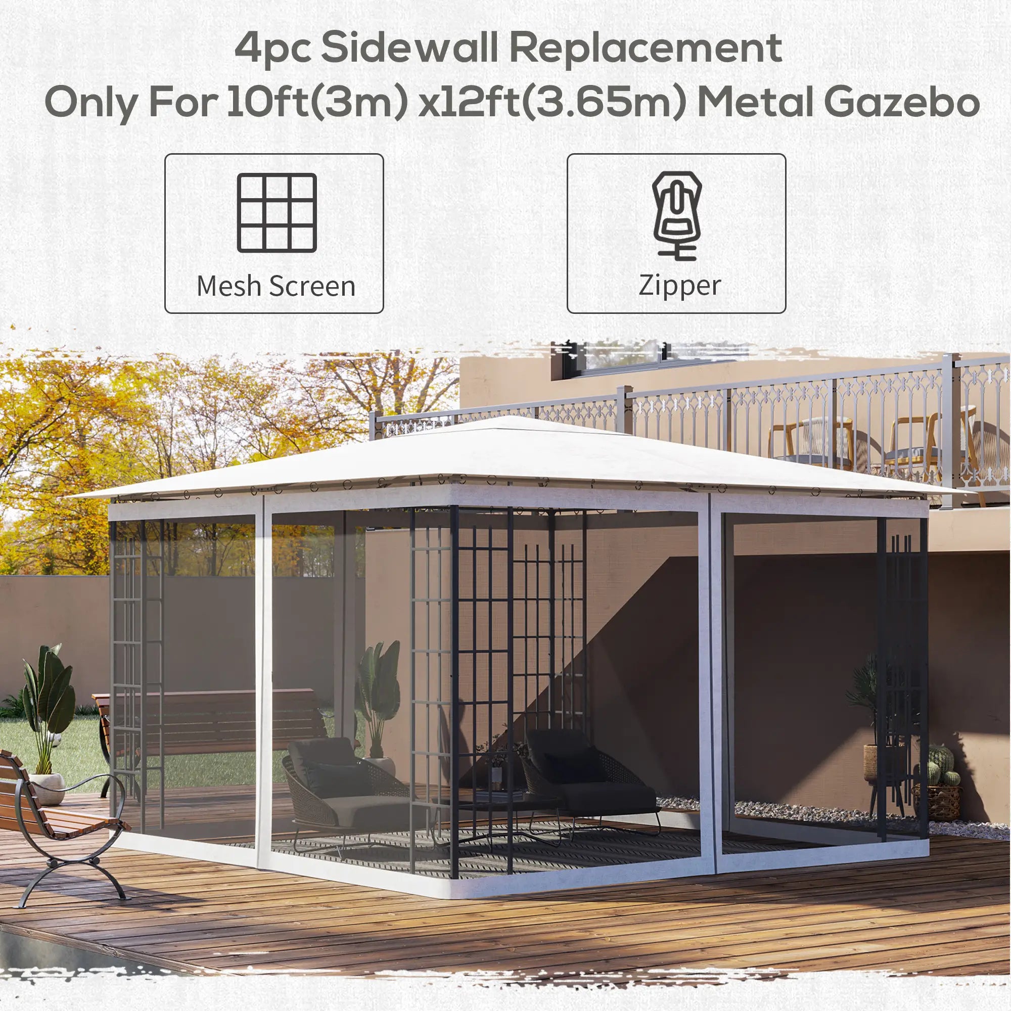 Replacement Mosquito Netting, 10' x 12', Black, White Gazebos at Gallery Canada