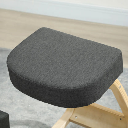 Ergonomic Kneeling Chair, Wood Kneel Stool, Thick Pads, Dark Grey Office Chairs at Gallery Canada