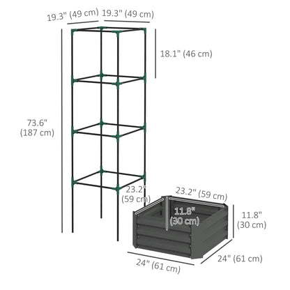 Galvanized Planter Box, 4-Tier Trellis Tomato Cage, Grey Galvanized Planter Boxes at Gallery Canada