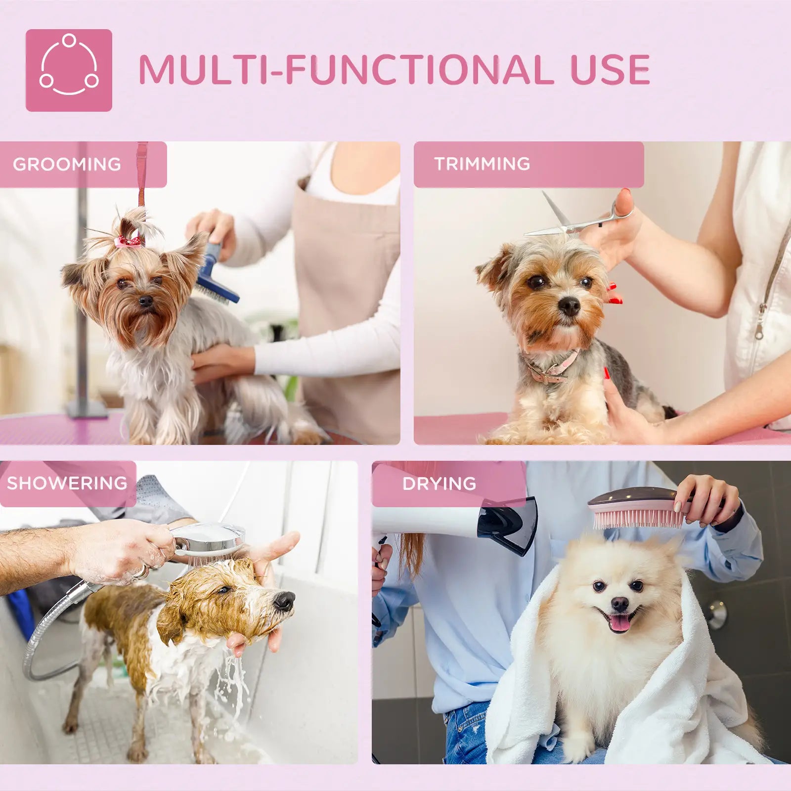 Foldable Pet Grooming Table, Adjustable Arm, Non-Slip Surface, Pink Dog Grooming Tables at Gallery Canada