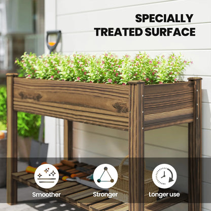 Elevated Planter Box With Legs, Storage Shelf, Raised Garden Bed, Carbonized Elevated Garden Beds at Gallery Canada