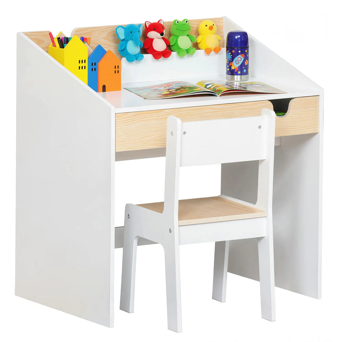 Kids Desk and Chair Set with Storage Drawer, for 6-10 Years Kids Desk Sets at Gallery Canada
