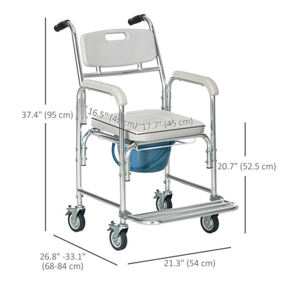 3-in-1 Shower Commode Wheelchair, Padded Seat, Elderly Disabled Transport Chair Bath Chairs at Gallery Canada