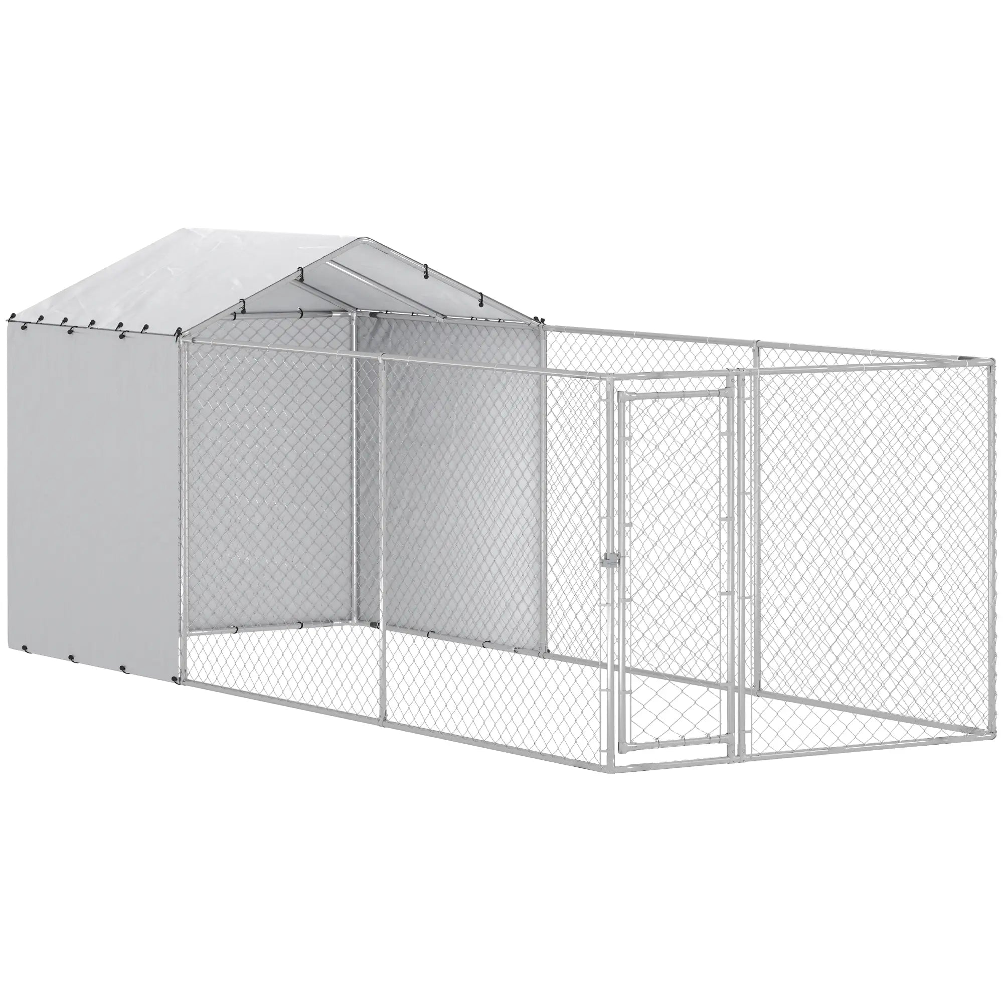 Galvanized Steel Dog Kennel, Waterproof UV-Resistant Cover, 19.7' x 7.5' x 7.5' Houses, Kennels & Pens at Gallery Canada