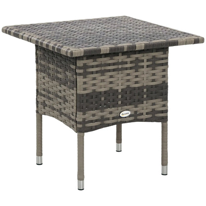 20" Patio Wicker Coffee Table, Mixed Grey, Grey Patio Side Tables Black, Mixed Grey at Gallery Canada