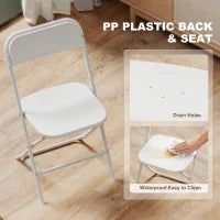 Lot de 4 chaises pliantes, structure métallique, portables, blanches