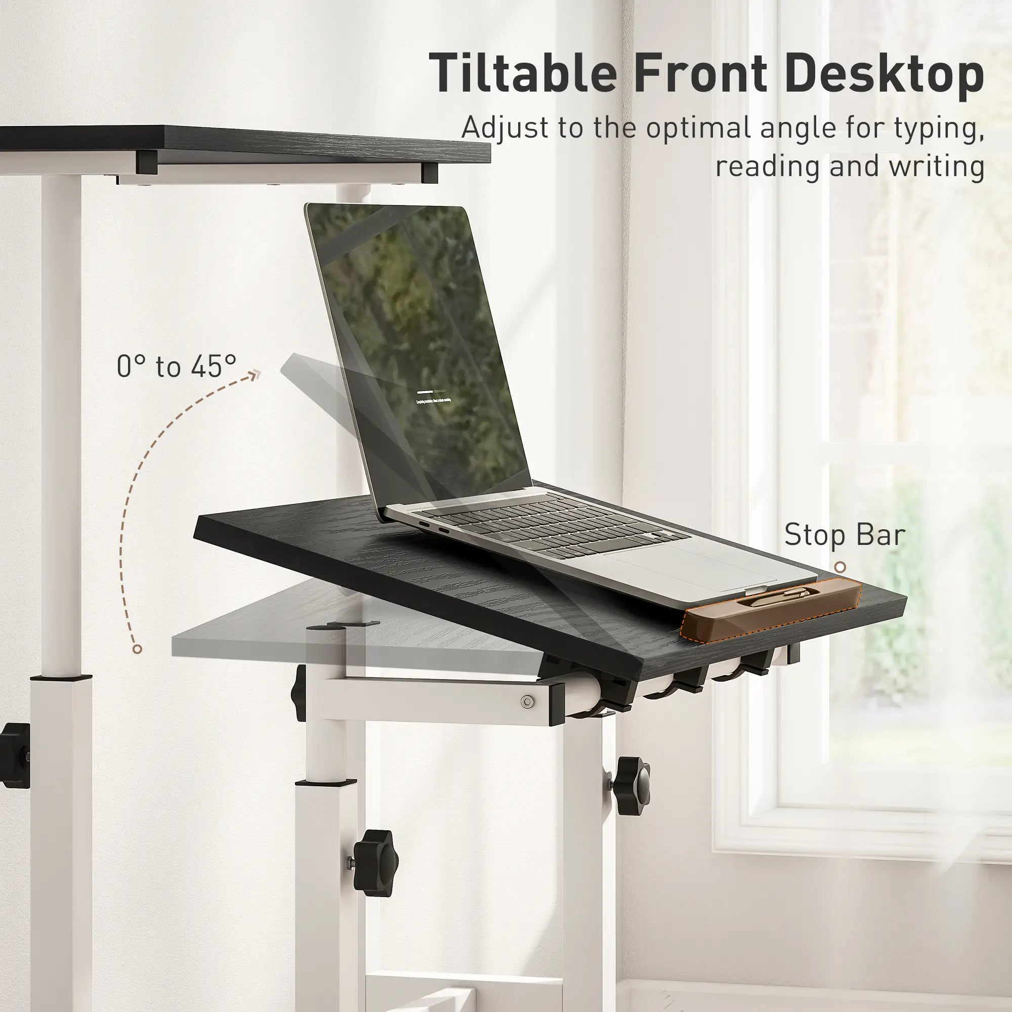 Height Adjustable Standing Desk with Wheels, Black Computer Desks at Gallery Canada