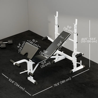 Adjustable Weight Bench, Squat Rack, Preacher Curl Pad, Leg Developer, White Weight Benches at Gallery Canada