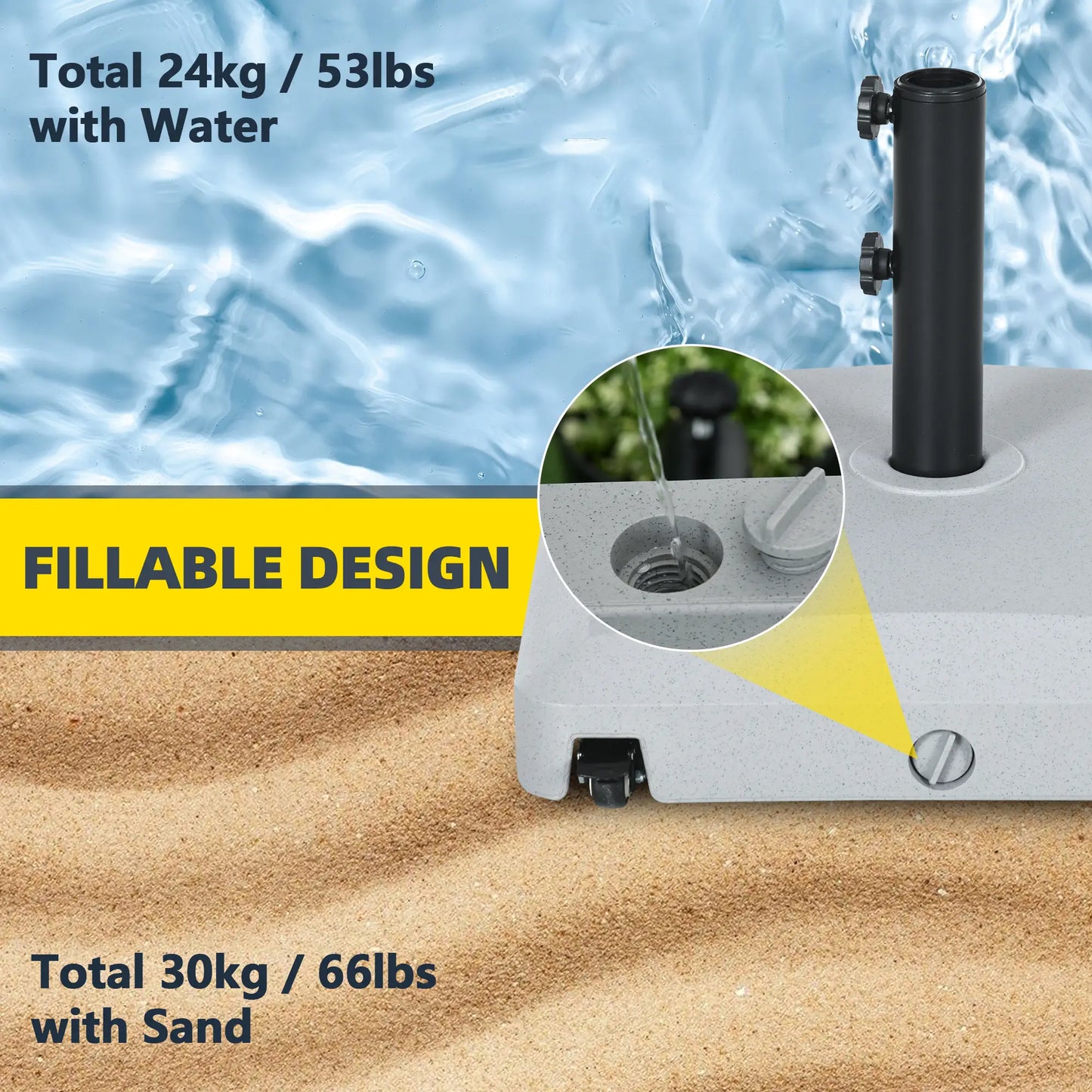 66 lb Heavy Duty Patio Umbrella Stand, Outdoor Garden Base, Light Grey Umbrella Bases at Gallery Canada