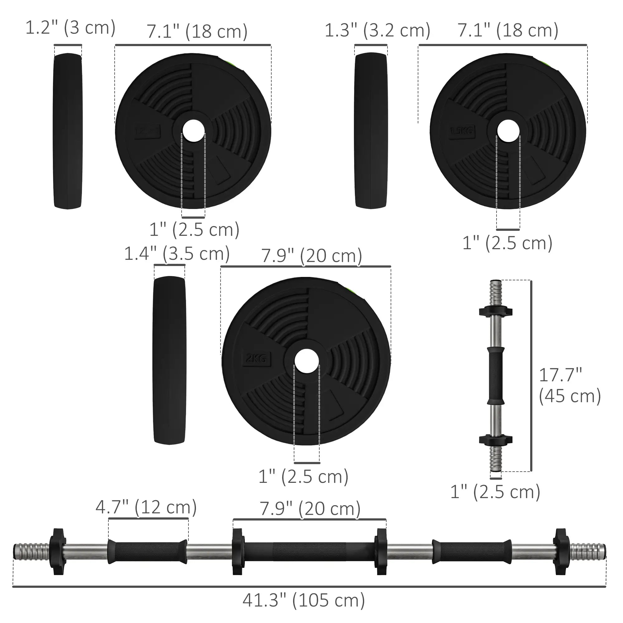 44LBS Adjustable Barbell Dumbbells Set, Non-Slip Handles, Home Gym Dumbbells & Barbells at Gallery Canada
