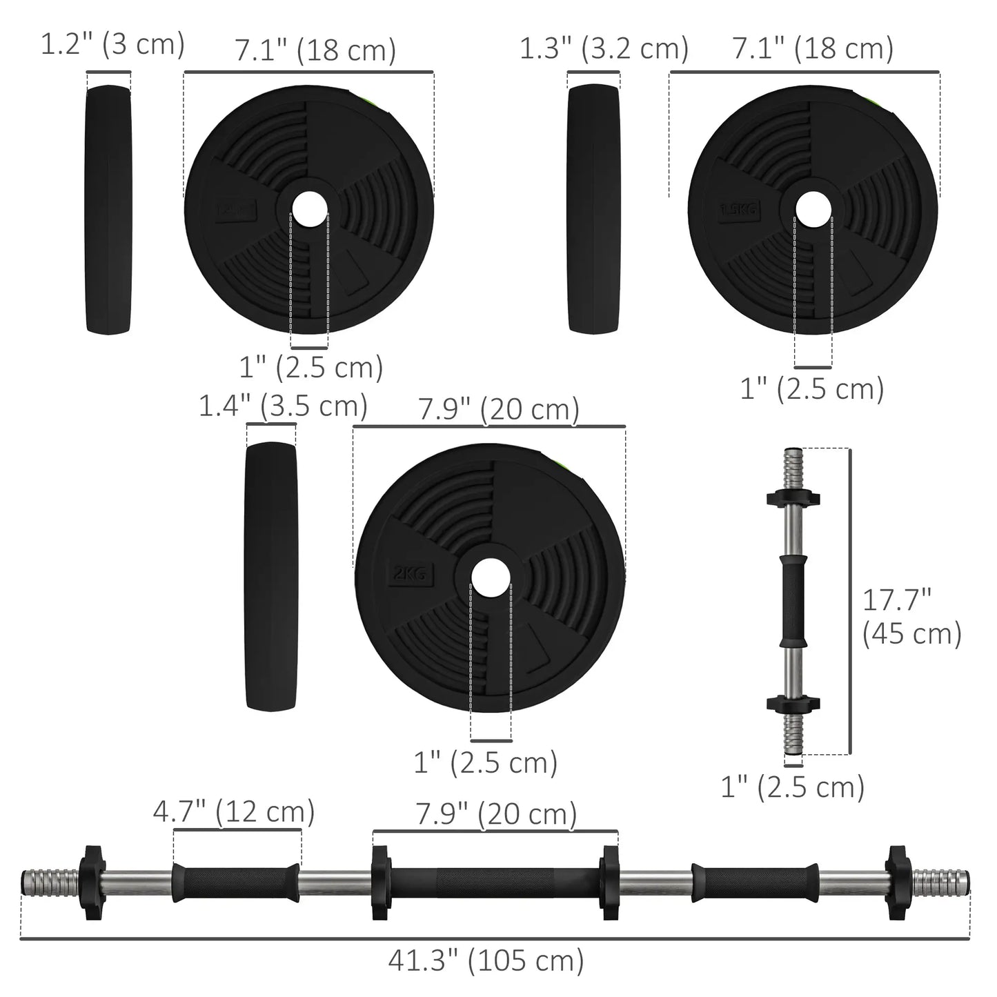 44LBS Adjustable Barbell Dumbbells Set, Non-Slip Handles, Home Gym Dumbbells & Barbells at Gallery Canada
