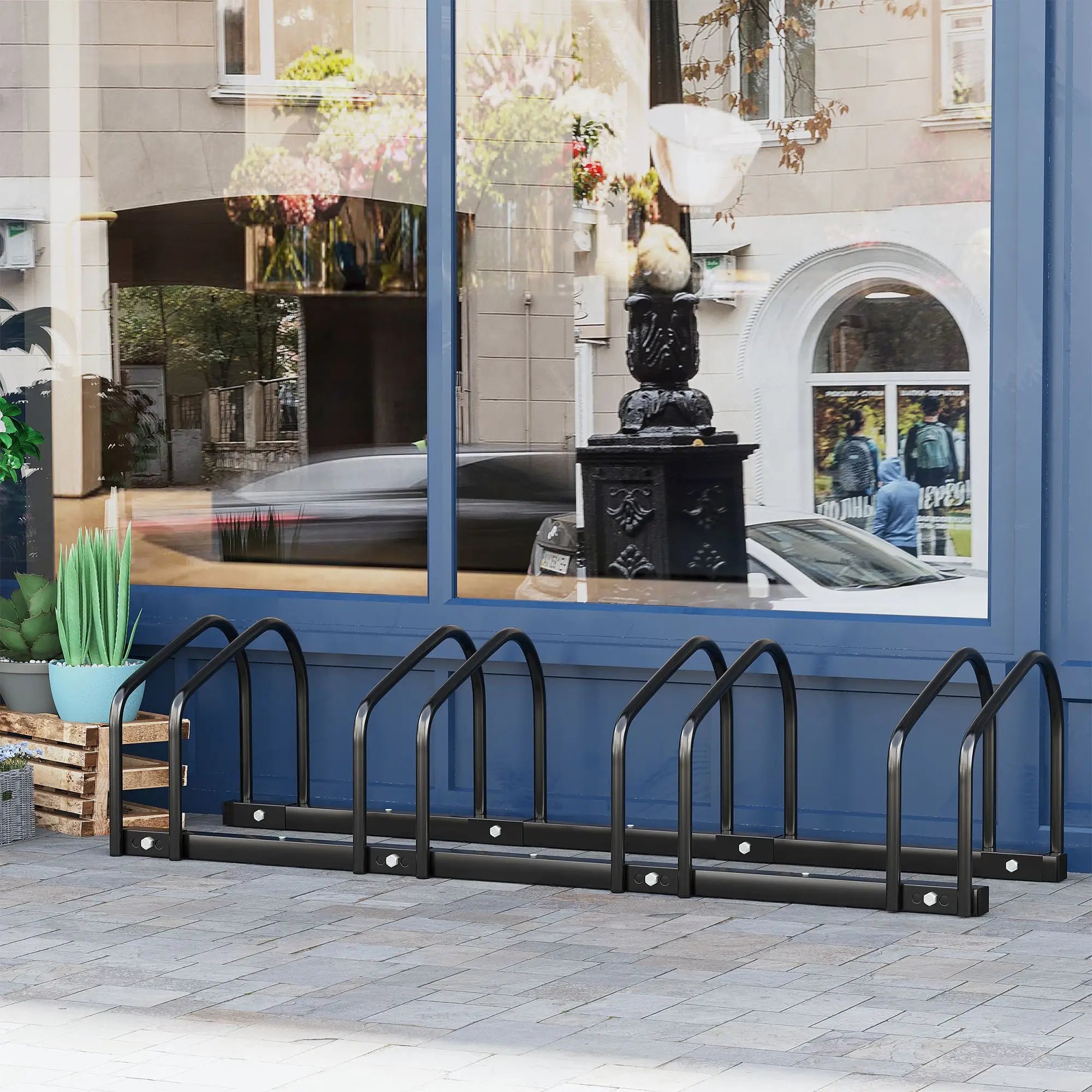 4-Bike Bicycle Floor Parking Rack, Cycling Storage Stand, Black Bike Parking Stands at Gallery Canada