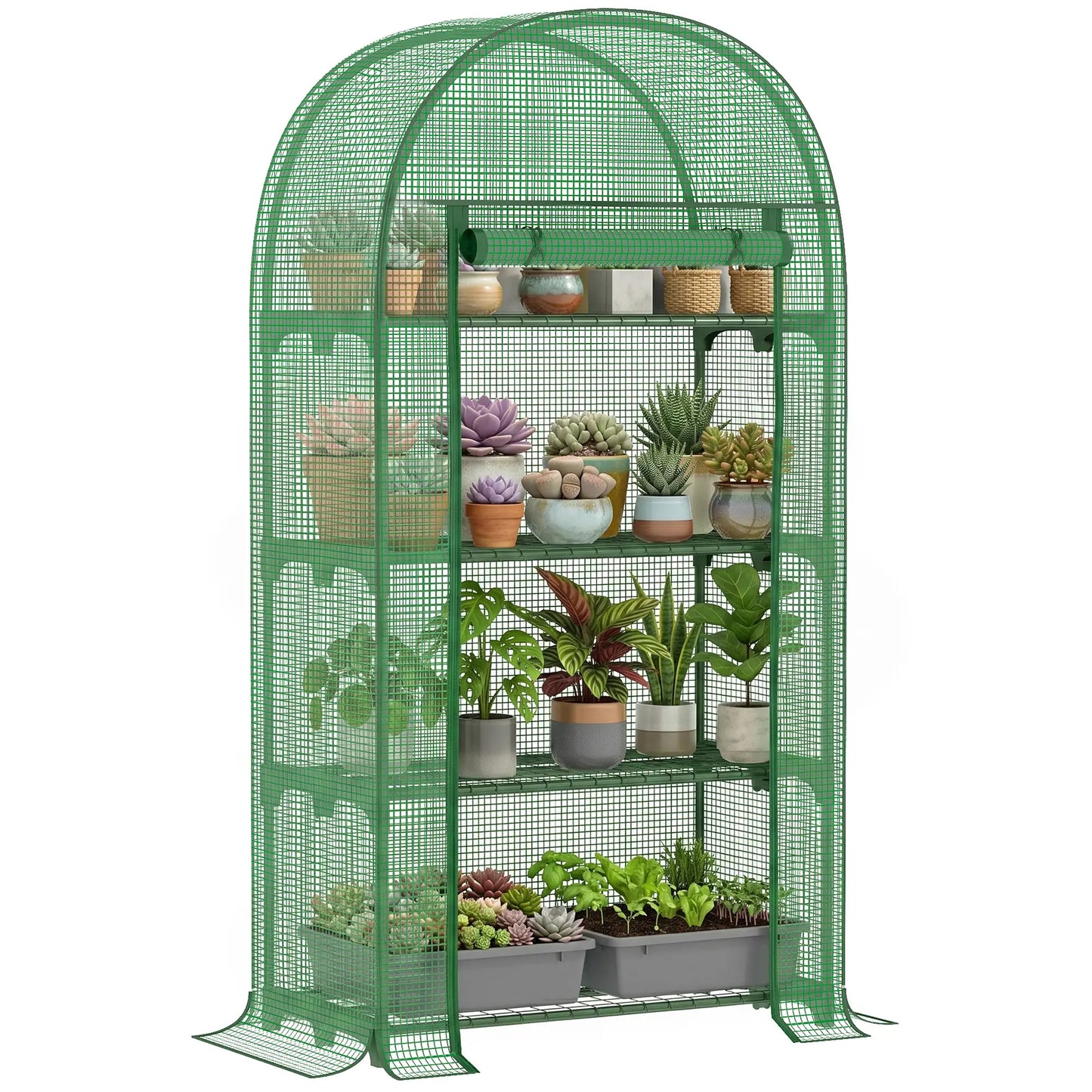 Portable Mini Greenhouse, Zippered Door, PE Cover, 31.5" x 19.3" x 63", Green Mini Greenhouses at Gallery Canada