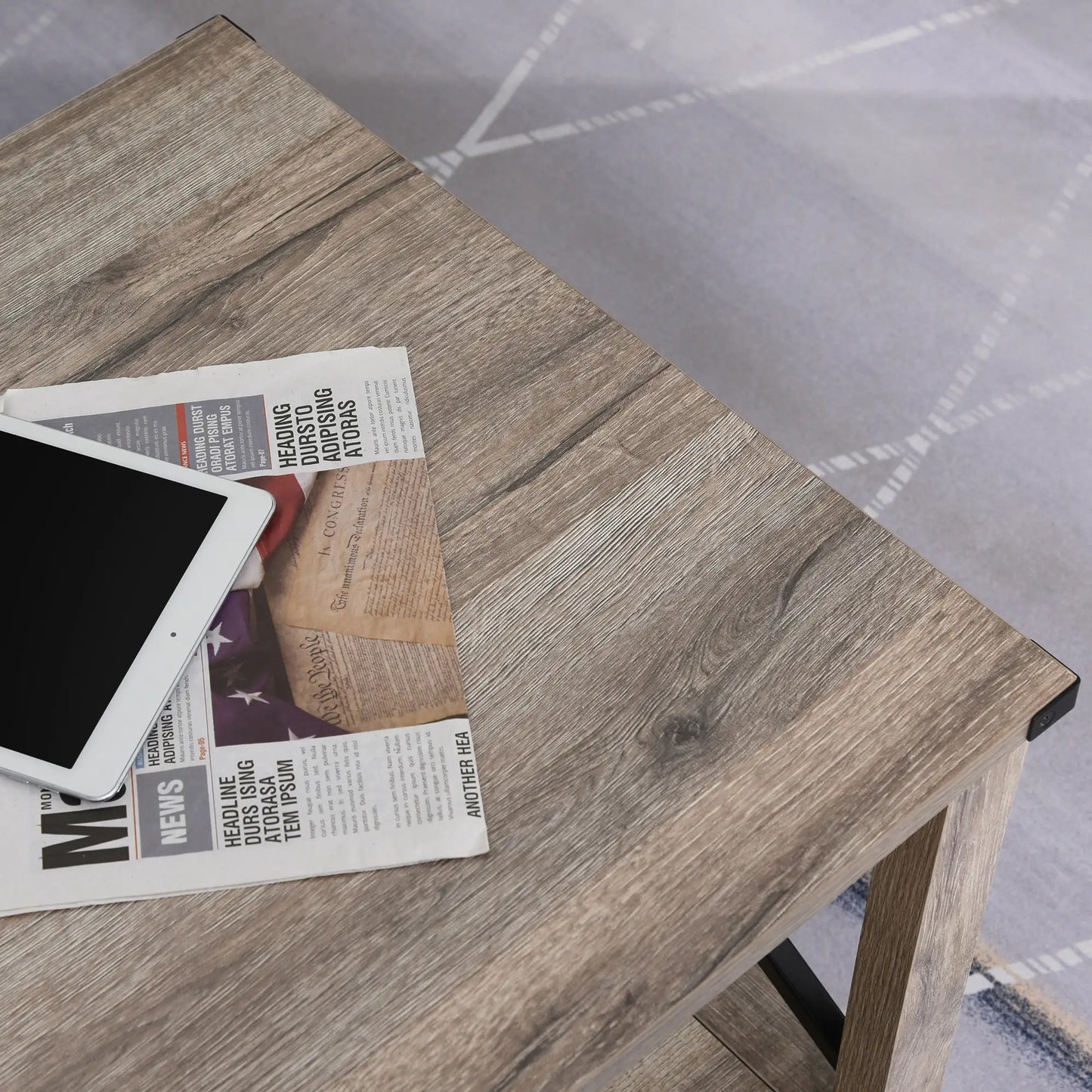 Industrial Coffee Table, Metal X-Bar, Storage Shelf, Living Room Coffee Tables at Gallery Canada