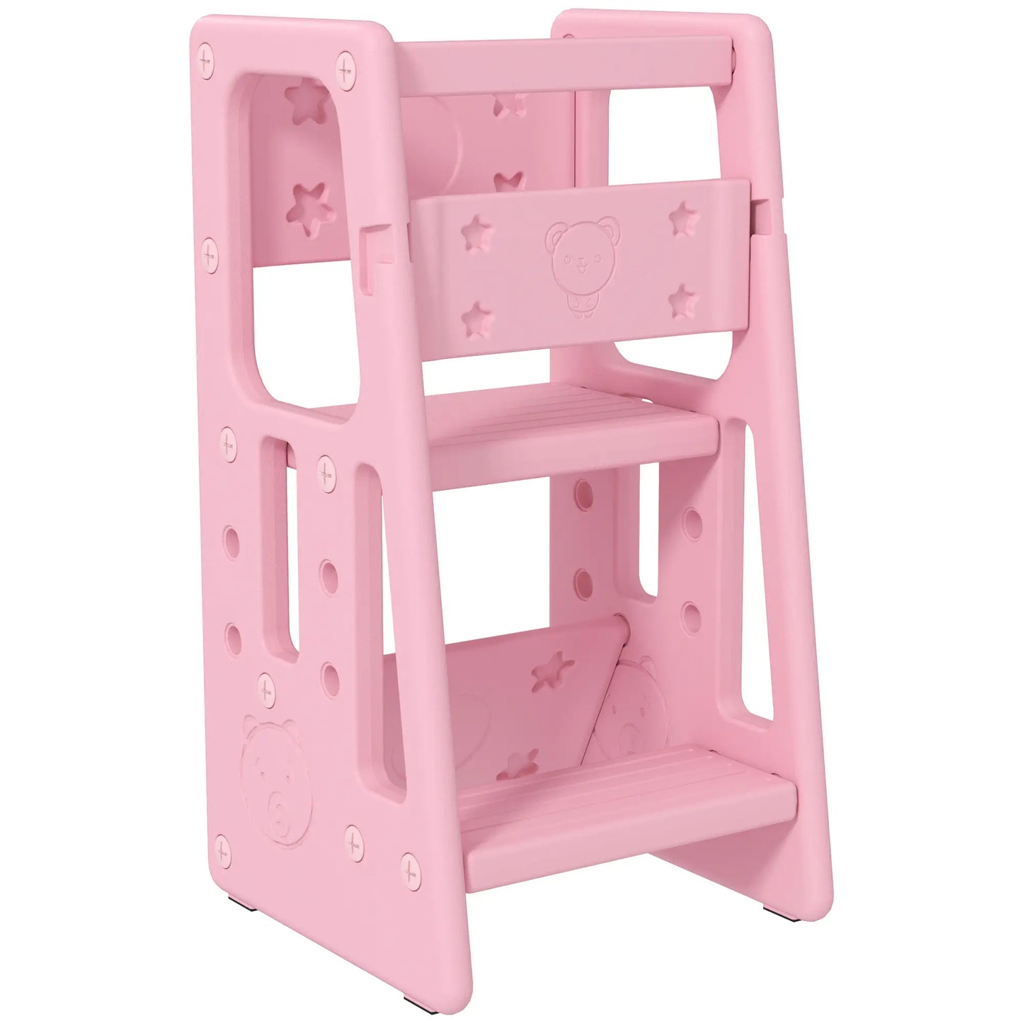 Toddler Kitchen Helper 2 Step Stool, Adjustable Height, Safety Rail, Pink Toddler & Kids Step Stools Pink at Gallery Canada