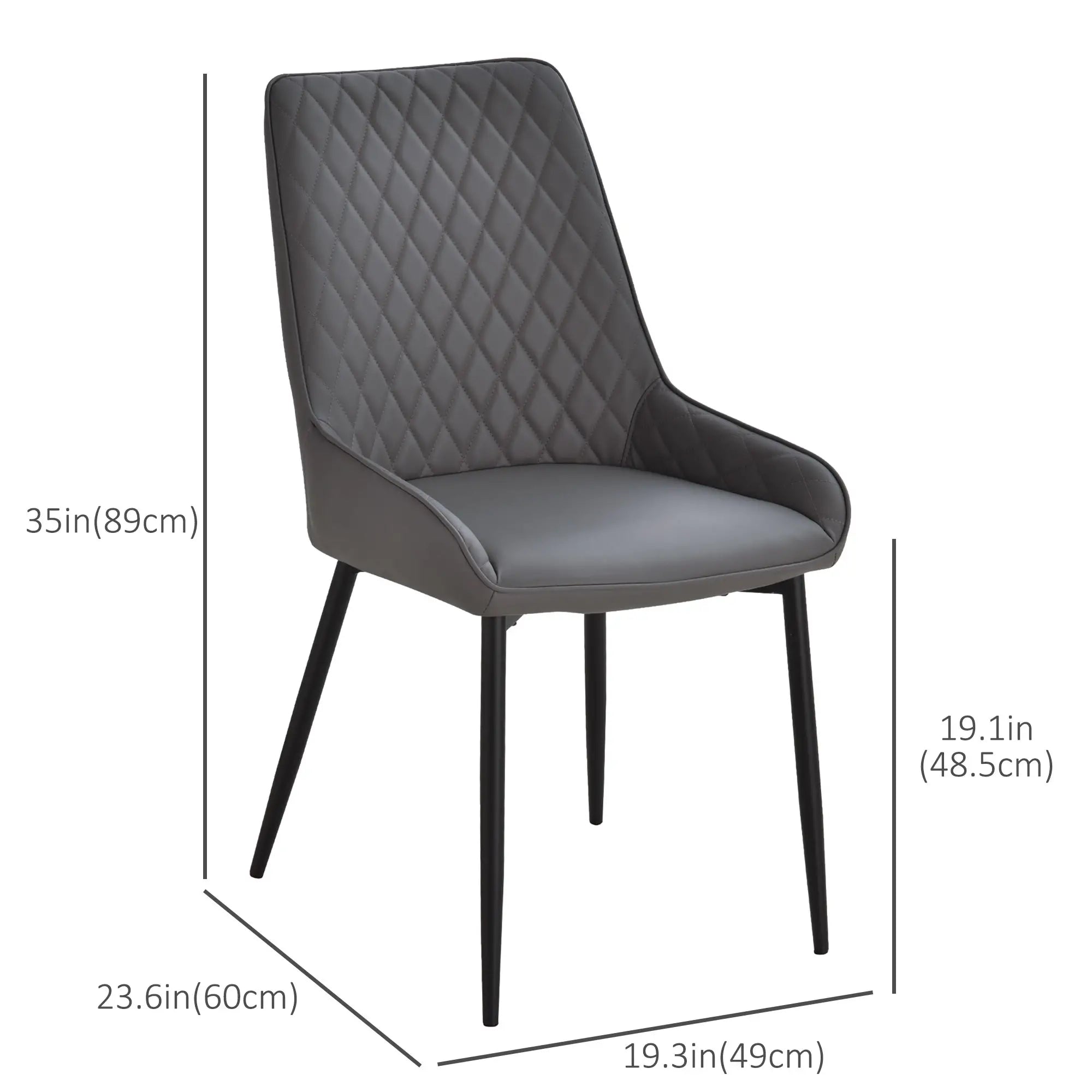 Modern Dining Chairs Set of 2, PU Leather, Metal Legs, Grey Bar Stools at Gallery Canada