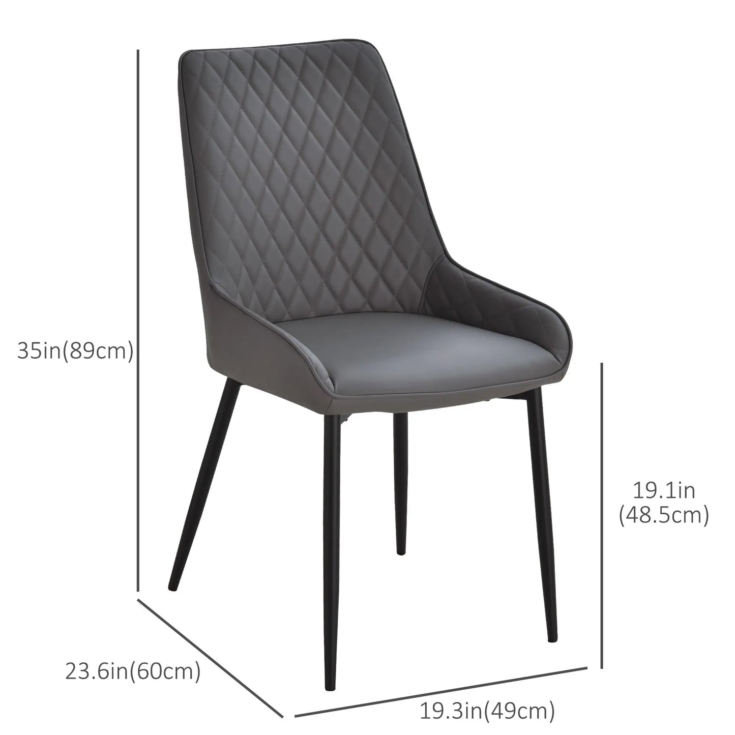 Modern Dining Chairs Set of 2, PU Leather, Metal Legs, Grey Bar Stools at Gallery Canada