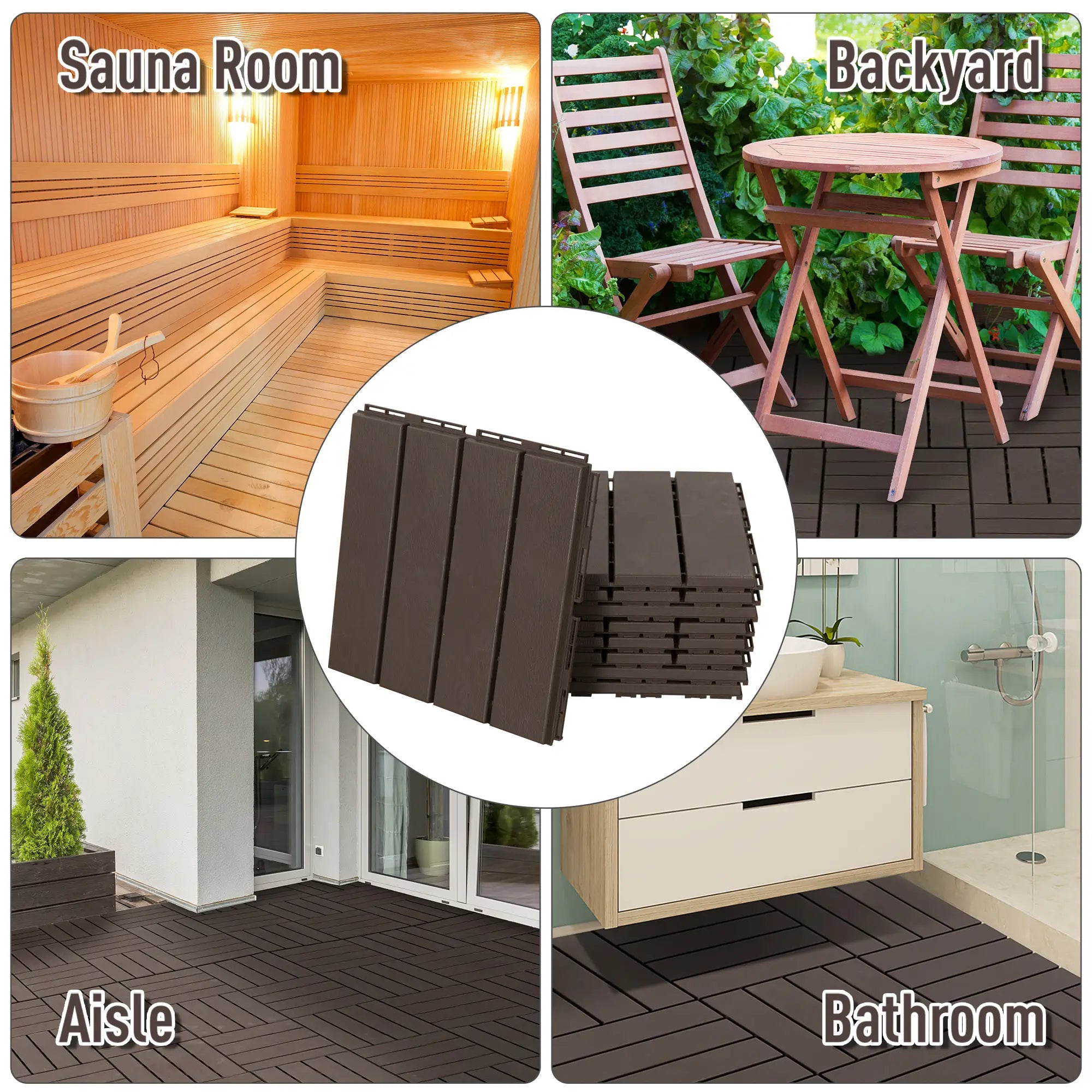 9 Pcs PP Interlocking Deck Tile, 12