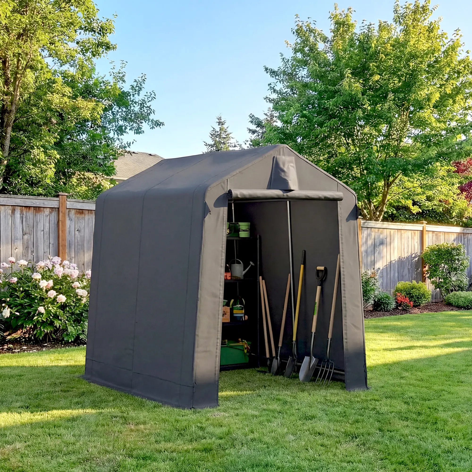 7.5' x 6.2' Portable Shed, Waterproof Bike Tent, Dark Grey Portable Shed at Gallery Canada