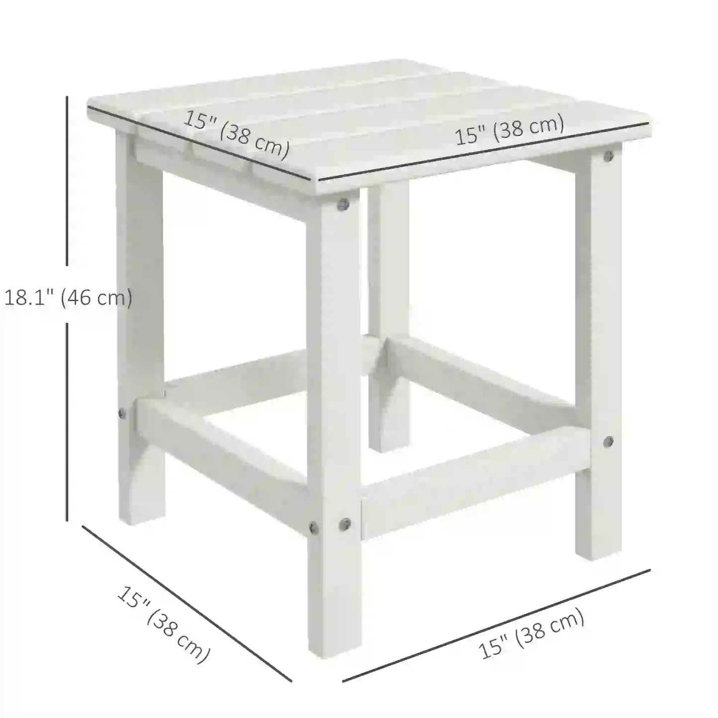Square Side Table, 15" Outdoor HDPE, Weather Resistant, White Patio Side Tables at Gallery Canada