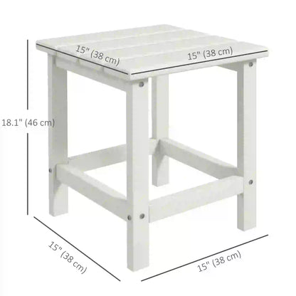 Square Side Table, 15" Outdoor HDPE, Weather Resistant, White Patio Side Tables at Gallery Canada