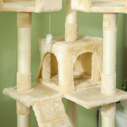 68-Inch Multi-Level Cat Scratching Tree, Activity Center, Beige Cat Towers at Gallery Canada