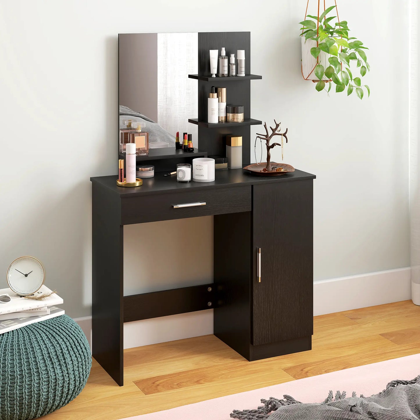 Vanity Desk with Mirror, Drawer, Open Compartment, Shelves, Cabinet Dressing & Vanity Tables at Gallery Canada
