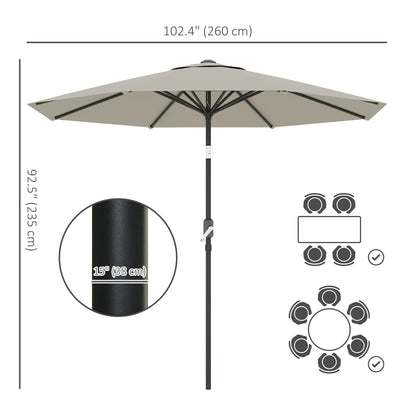 Aluminum Patio Umbrella, 8.5ft, Garden Outdoor Parasol, Light Grey Offset Cantilever Umbrellas at Gallery Canada