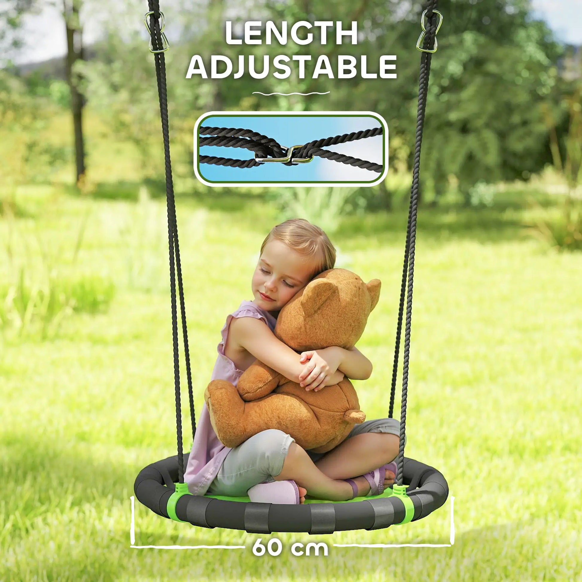 24 Inch Saucer Tree Swing, Adjustable Ropes, Outdoor, Backyard, Green Gym Sets & Swings at Gallery Canada