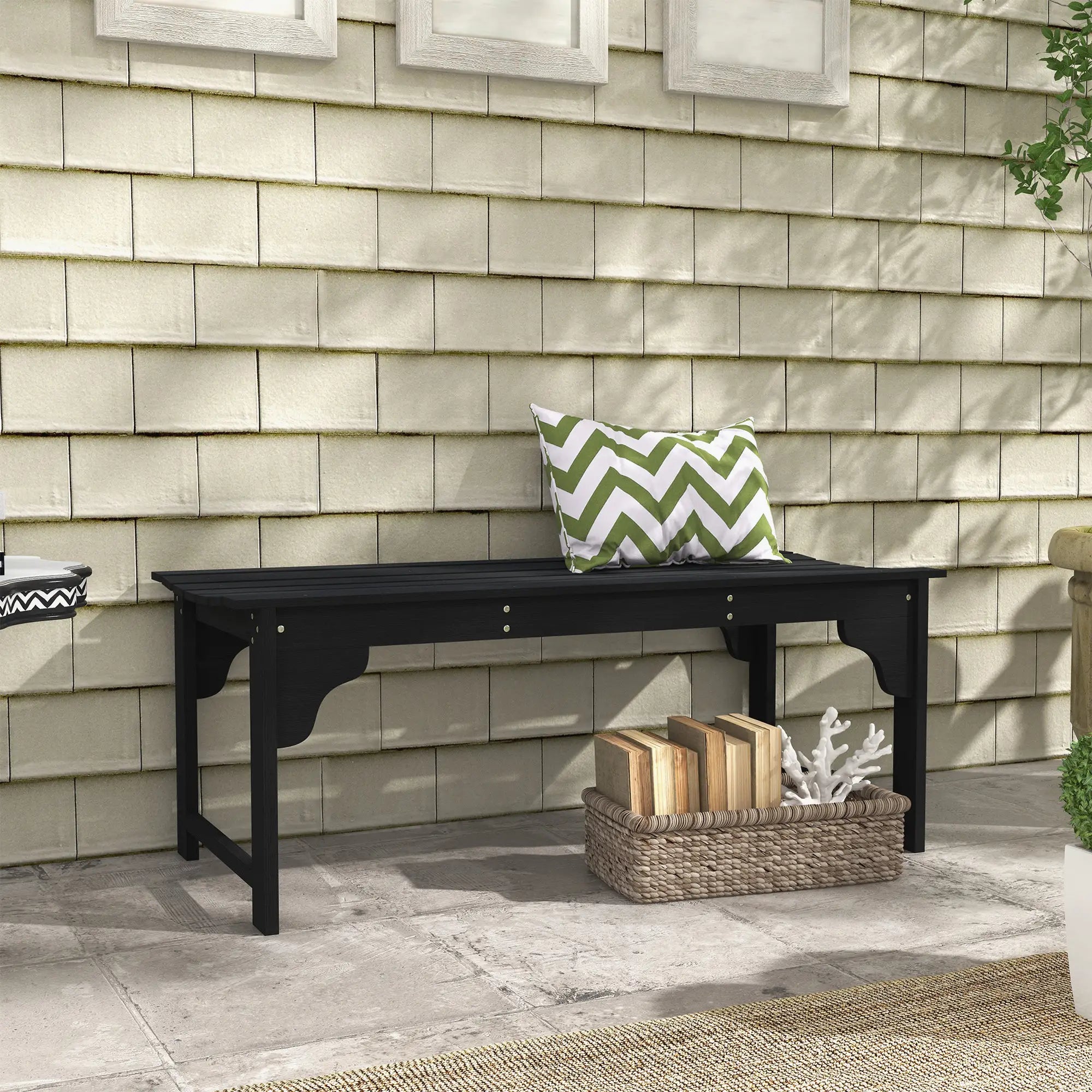Wooden Garden Bench, Patio Double Park Bench, Black Outdoor Benches at Gallery Canada
