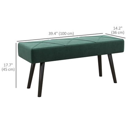 39 Inches Upholstered Bed Bench, Modern Steel Legs, Green Storage Ottomans & Benches at Gallery Canada