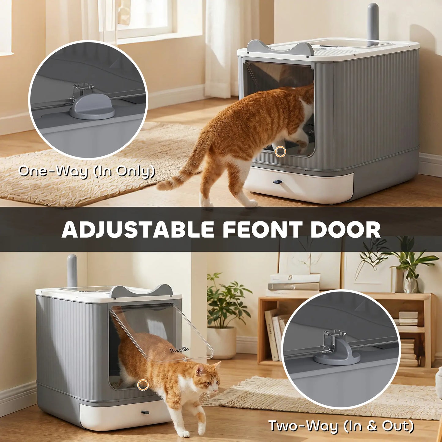 Enclosed Kitty Litter Box With Lid, Front-Entry, Top-Exit, Scoop, Deodorizer Bag, Medium, White Cat Litter Box Enclosures at Gallery Canada