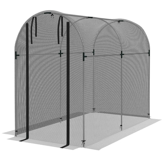 Galvanized Steel Crop Cage, Plant Protection Tent, 4' x 8', Black Walk In Greenhouses Silver and Black at Gallery Canada
