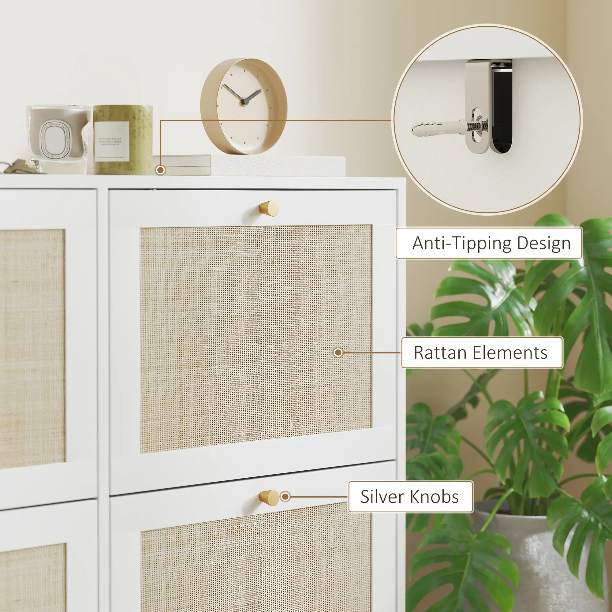 Narrow Shoe Storage Cabinet, 4 Flip Drawers, Adjustable Shelves, 20 Pairs, White Shoe Storage Cabinets & Racks at Gallery Canada