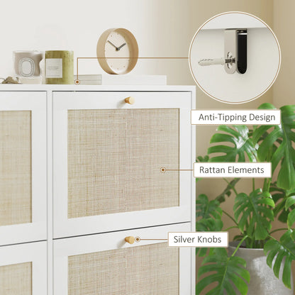 Narrow Shoe Storage Cabinet, 4 Flip Drawers, Adjustable Shelves, 20 Pairs, White Shoe Storage Cabinets & Racks at Gallery Canada