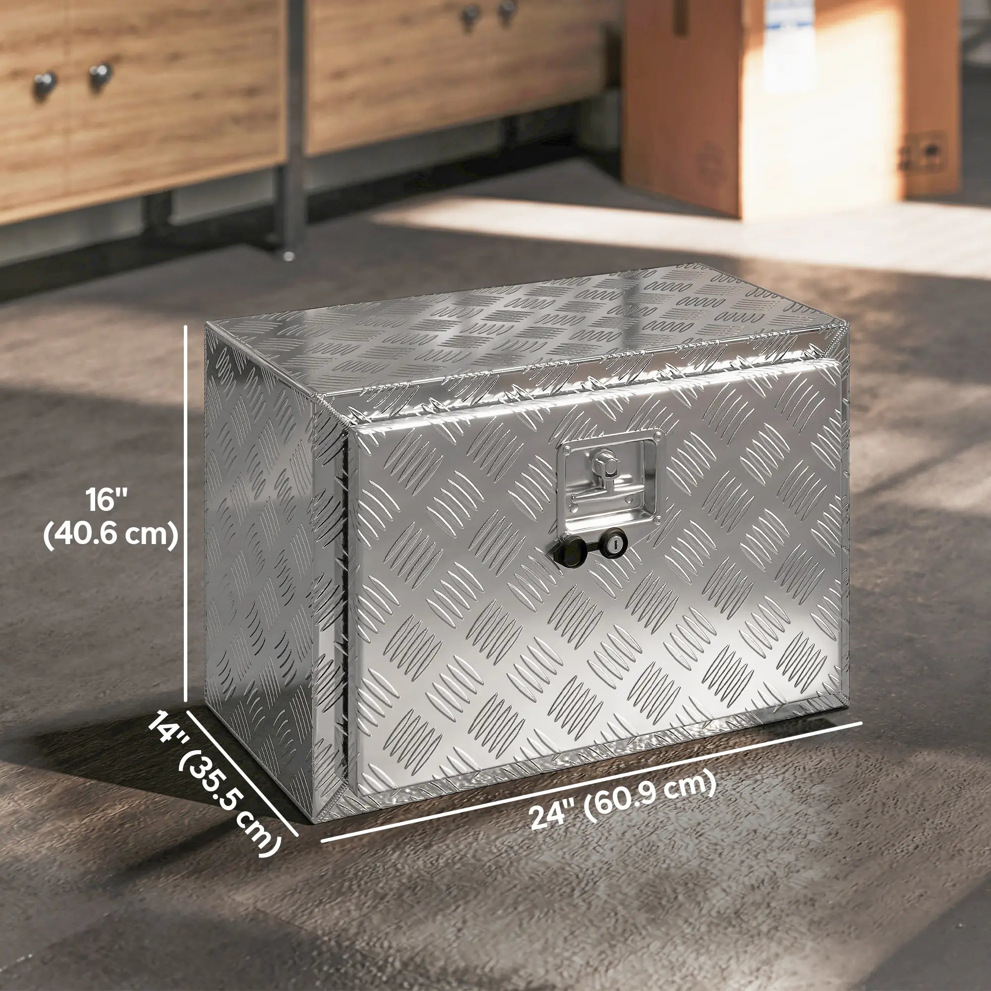 24 Inch Heavy Duty Aluminum Truck Bed Tool Box, Storage Chest With Lock Tool Organizers at Gallery Canada